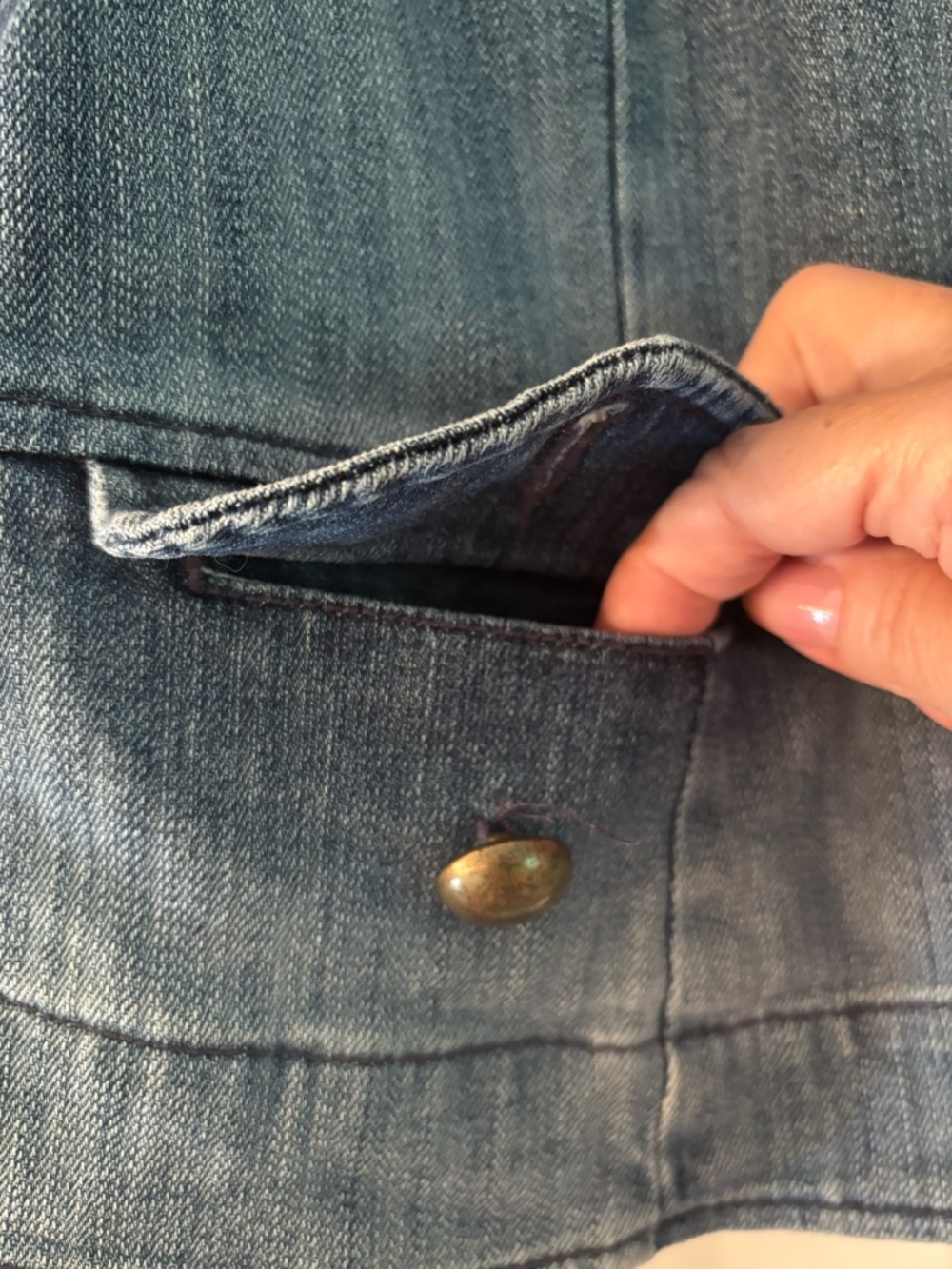 INC International Concepts Denim Jacket Brass Button Stretch Jean Jacket Size M - Picture 8 of 16
